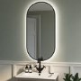 Oval Black Backlit Heated Bathroom Mirror with Lights 500 x 1000mm - Venus