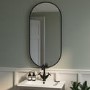 Oval Black Backlit Heated Bathroom Mirror with Lights 500 x 1000mm - Venus
