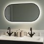 Oval Black Backlit Heated Bathroom Mirror with Lights 500 x 1000mm - Venus