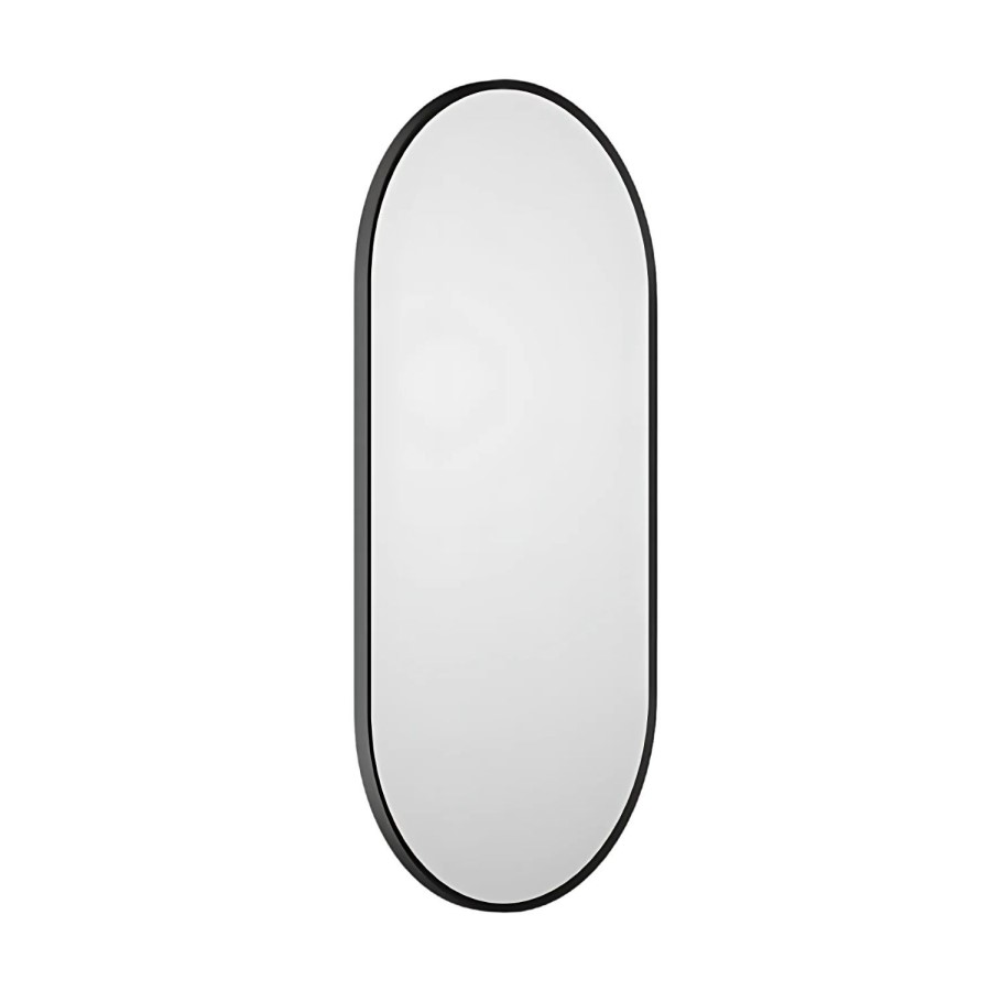 Oval Black Backlit Heated Bathroom Mirror with Lights 500 x 1000mm - Venus