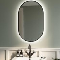 VENMB800B Oval Black Backlit Bathroom Mirror with Battery Operated Lights 500 x 800mm - Venus