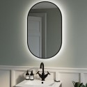 A1/VENMB800 ONLY OPENED - Oval Black Backlit LED Heated Bathroom Mirror 500 x 800mm - Venus