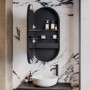 Single Door Oval Black Heated Bathroom Mirror Cabinet with Lights & Socket 900 x 450mm- Venus