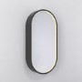 Single Door Oval Black Heated Bathroom Mirror Cabinet with Lights & Socket 900 x 450mm- Venus