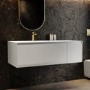 1200mm White Fluted Wall Hung Vanity Unit with Aluminium Basin - Venice