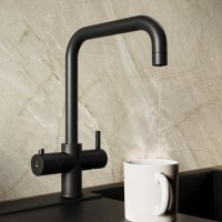 Matt Black 4 in 1 Instant Boiling Hot Kitchen Mixer Square Tap with 3L Boiler - Pronto Vesta