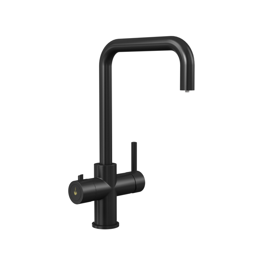 Matt Black 4 in 1 Instant Boiling Hot Kitchen Mixer Square Tap with 3L Boiler - Pronto Vesta