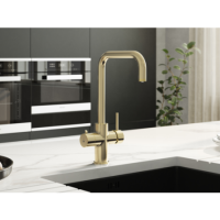 Brushed Brass 3 in 1 Instant Boiling Hot Kitchen Mixer Square Tap with 3L Boiler - Pronto Vesta