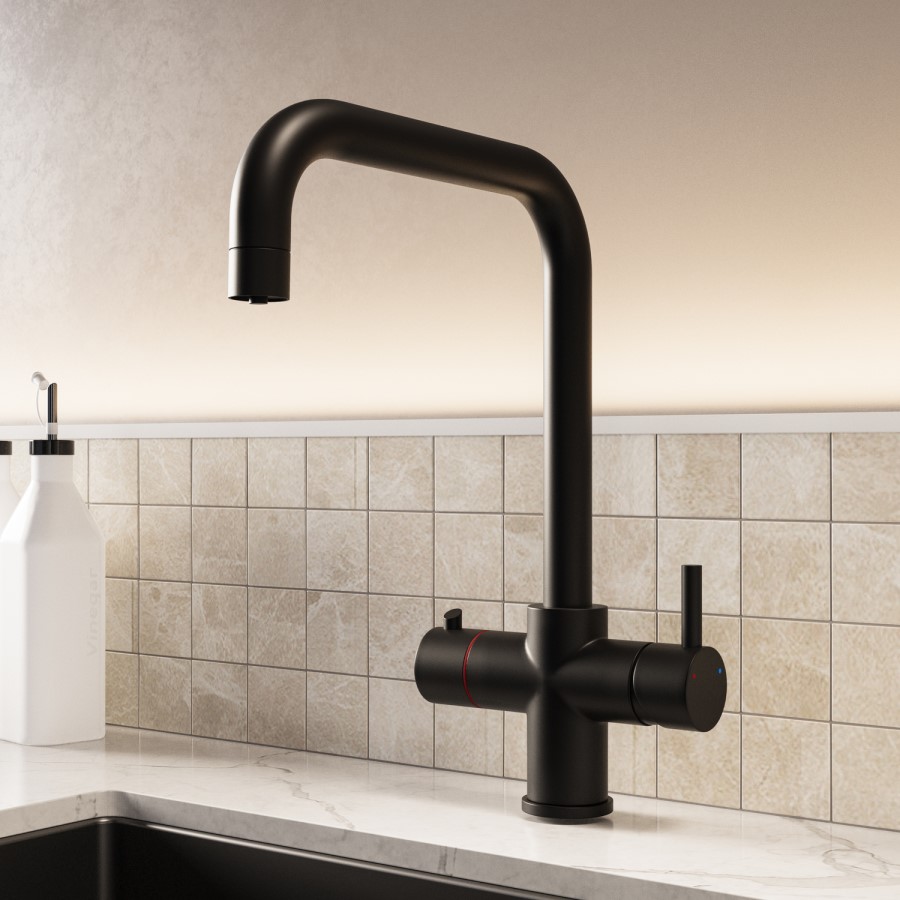 Black 3 in 1 Square Spout Boiling Water Tap- Pronto Vesta