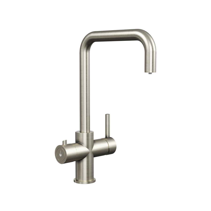 Nickel 3 in 1 Instant Boiling Hot Square Kitchen Mixer Tap with 3L Boiler and Filter - Pronto Vesta