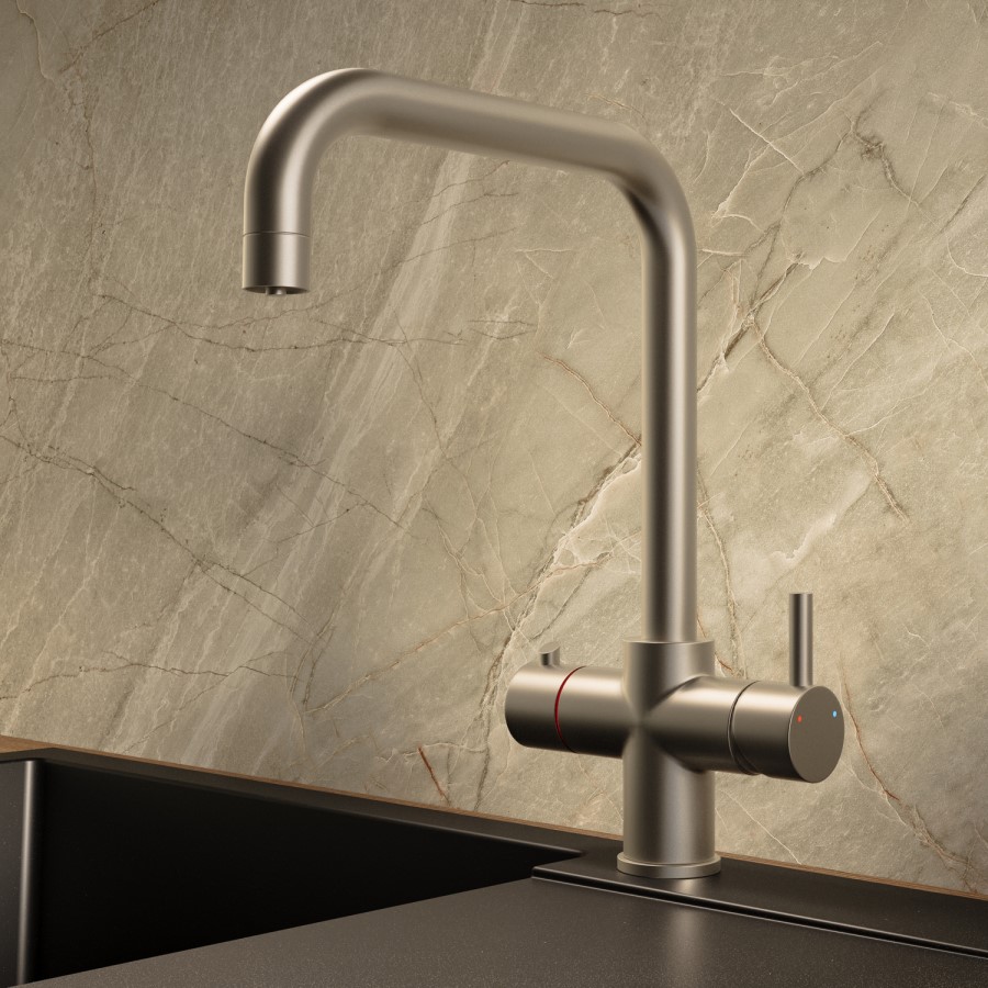 Nickel 3 in 1 Square Spout Instant Boiling Hot Kitchen Mixer Tap with 3L Boiler - Pronto Vesta