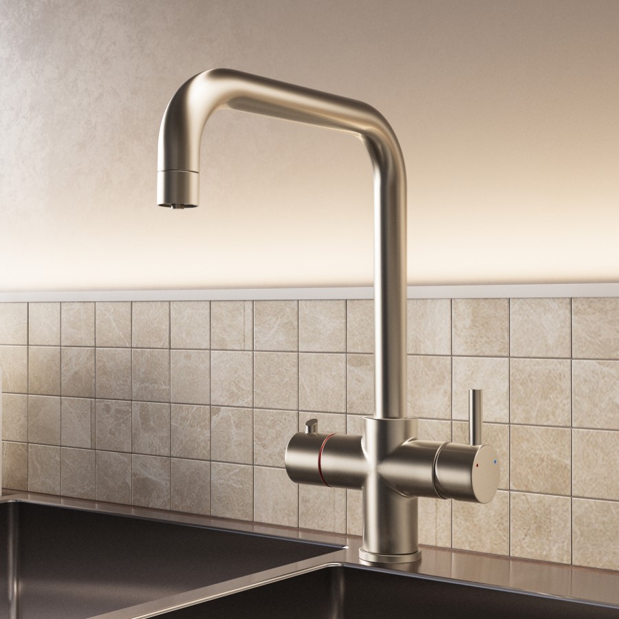 Nickel 3 in 1 Square Spout Boiling Water Tap- Pronto Vesta