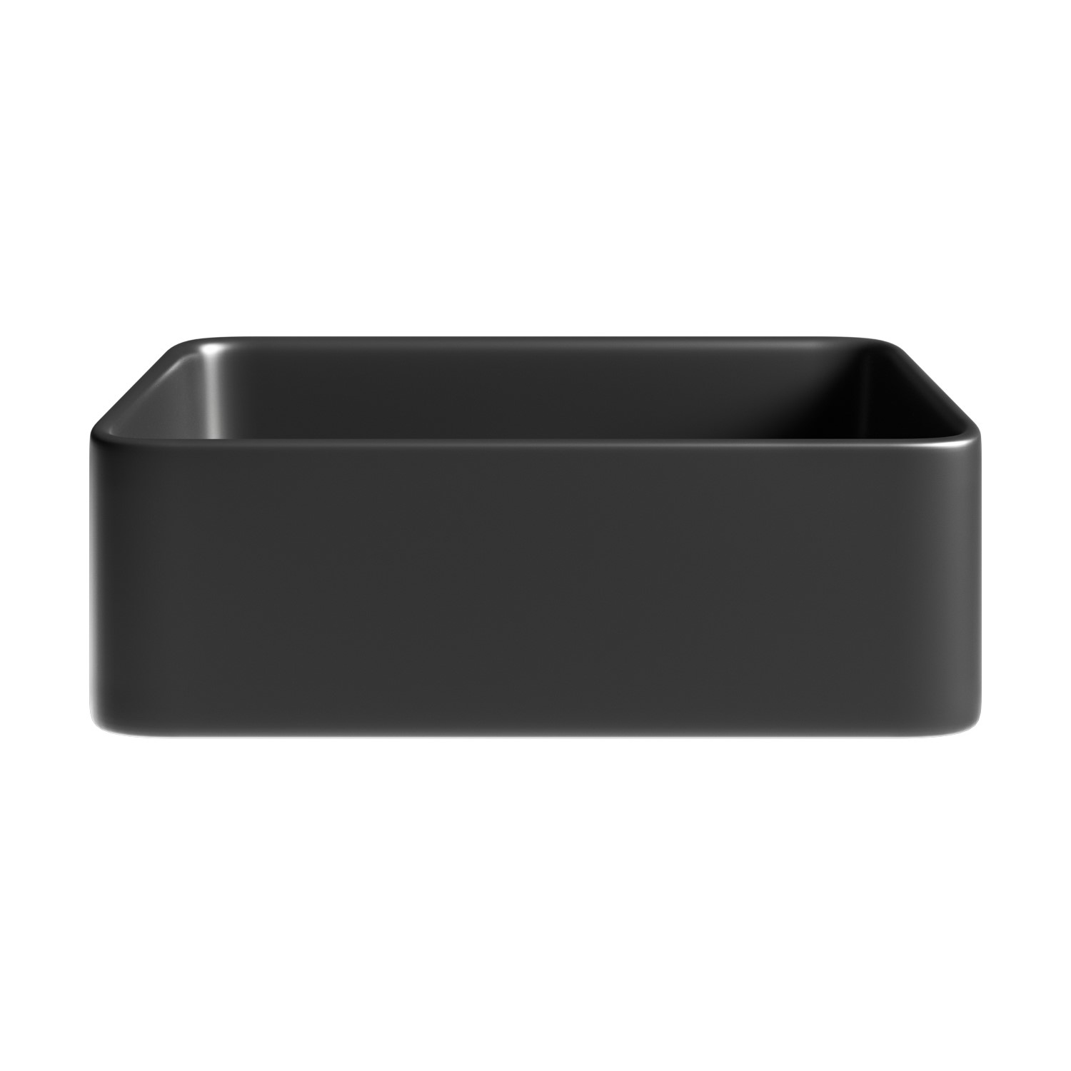 Matt Black Rectangular Countertop Basin 361mm - Vida - Better Bathrooms