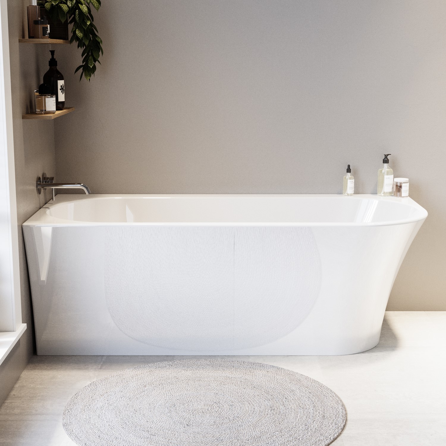 Vigo White Freestanding Single Ended Left Hand Corner Bath 1700 X 750Mm
