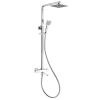 Chrome Square Thermostatic Bath Mixer Shower with Square Overhead &amp; Hand Shower- Vira