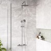 Thermostatic Mixer Bar Shower with Round Overhead &amp; Handset - Vira
