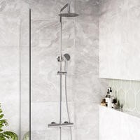 Vira Round Riser Slide Shower Rail Kit with Dual Valve
