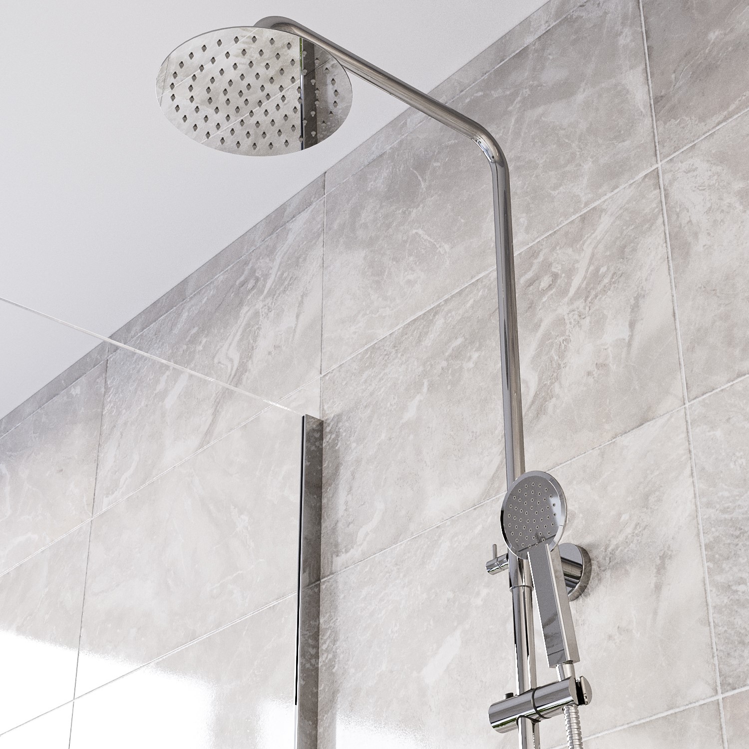 Thermostatic Mixer Bar Shower with Round Overhead & Handset Vira