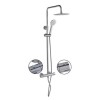 Chrome Thermostatic Mixer Bar Shower with Round Overhead &amp; Hand Shower - Vira
