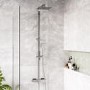 ONLY OPENED - Chrome Thermostatic Mixer Shower with Square Overhead & Handset - Vira