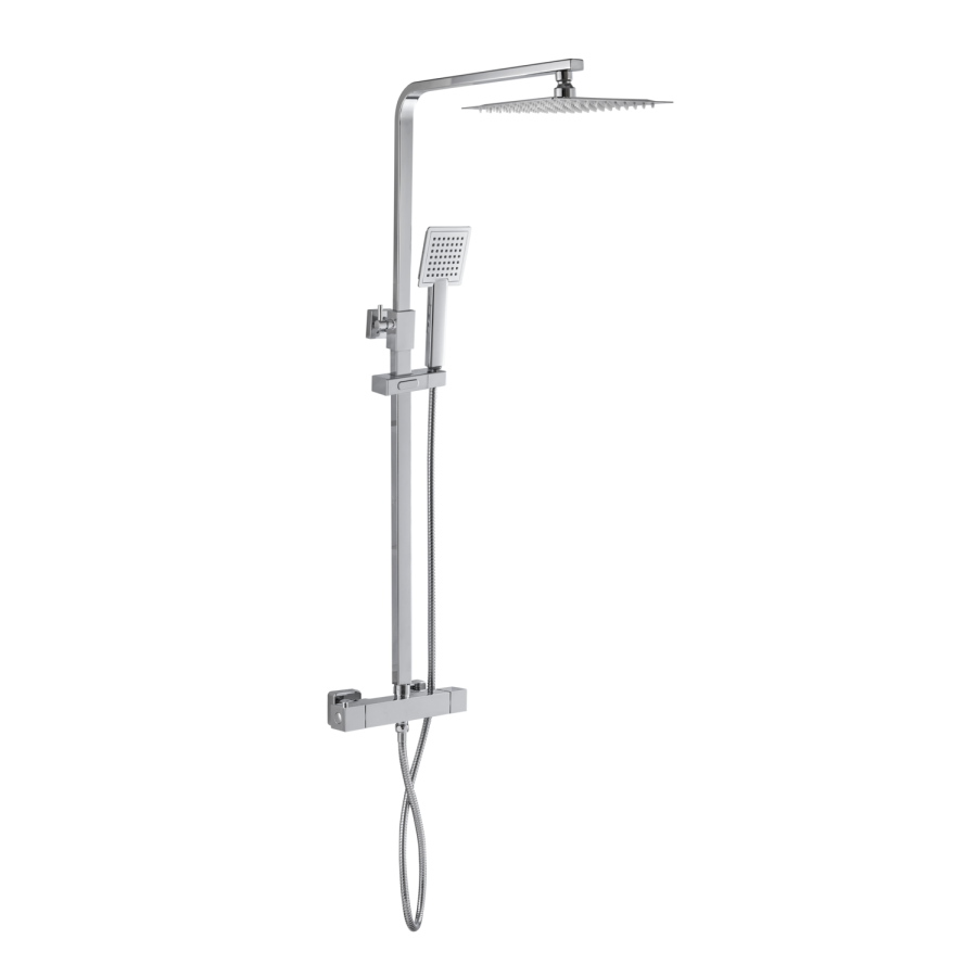 ONLY OPENED - Chrome Thermostatic Mixer Shower with Square Overhead & Handset - Vira
