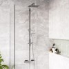 Chrome Thermostatic Mixer Shower with Square Overhead &amp; Handset - Vira