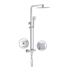 Chrome Thermostatic Mixer Shower with Square Overhead &amp; Handset - Vira