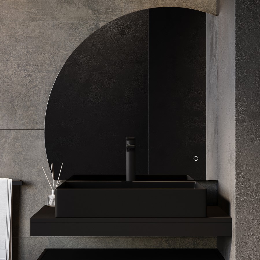 Half Circle Corner Backlit Heated Bathroom Mirror with Lights 800mm – Virgo