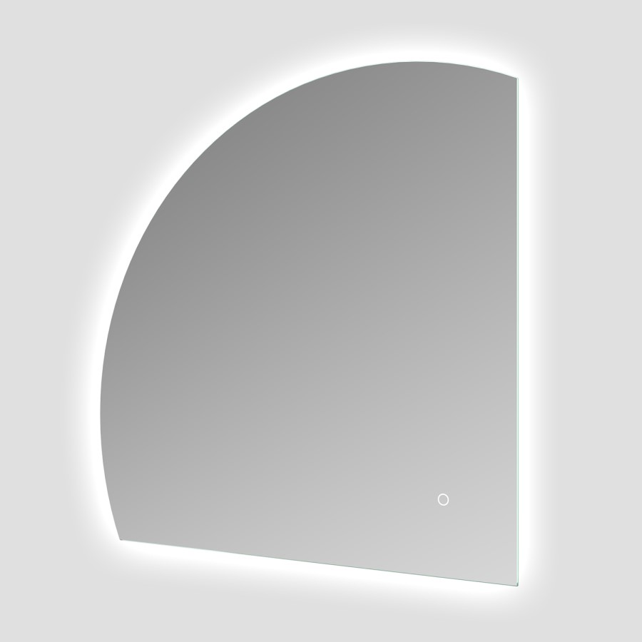 Half Circle Corner Backlit Heated Bathroom Mirror with Lights 800mm – Virgo