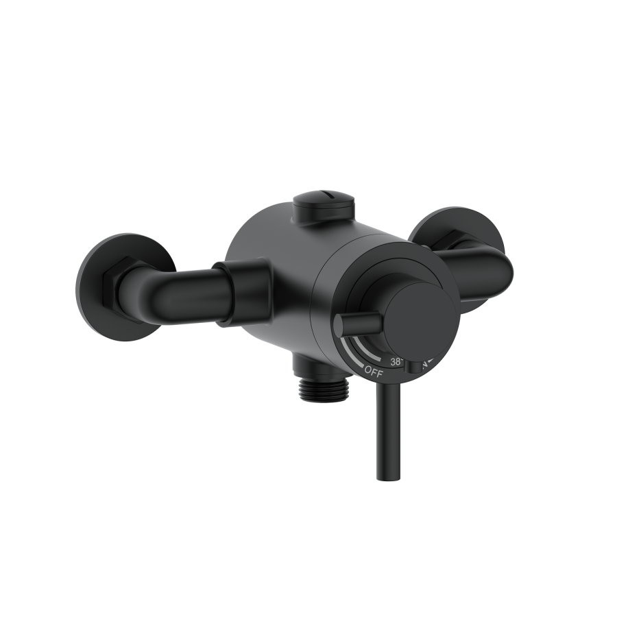 Black 1 Outlet Exposed Thermostatic Shower Valve - Volta