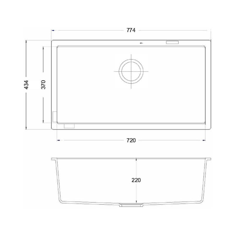 Single Bowl Undermount  Stone Granite Kitchen Sink with Reversible Drainer - Essence