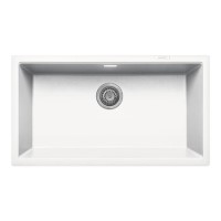 Single Bowl Undermount White Granite Kitchen Sink with Reversible Drainer - Essence