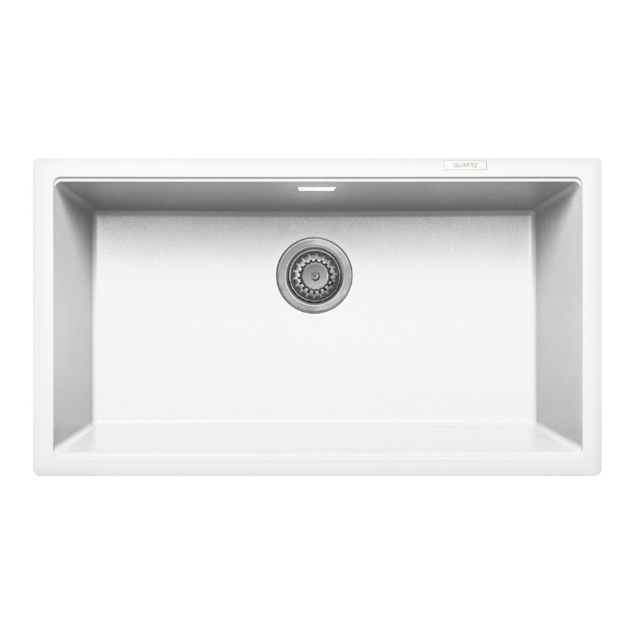 Single Bowl Undermount White Granite Kitchen Sink with Reversible Drainer - Essence