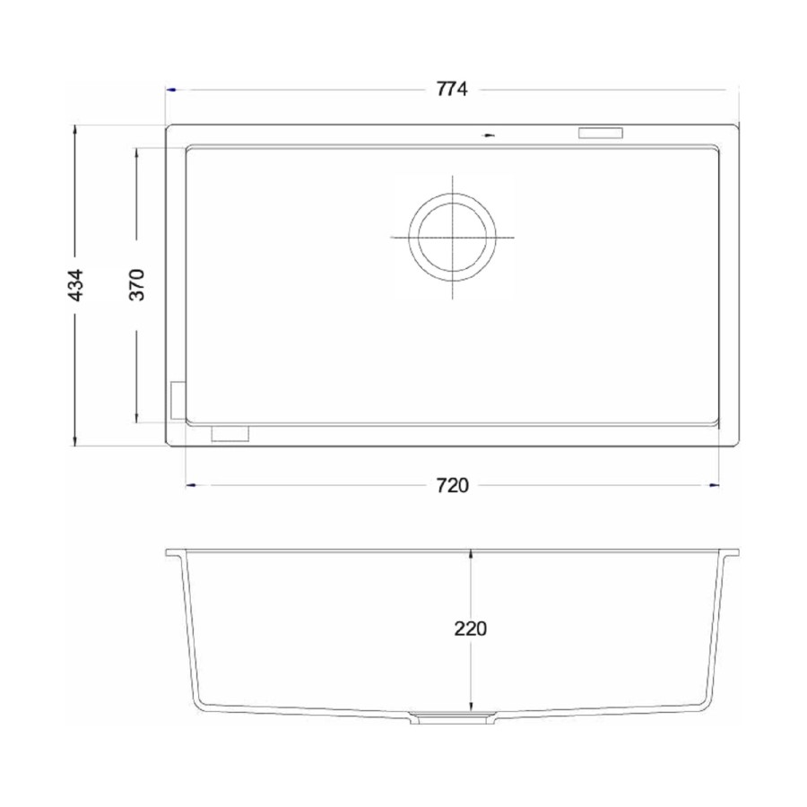 Single Bowl Undermount White Granite Kitchen Sink with Reversible Drainer - Essence