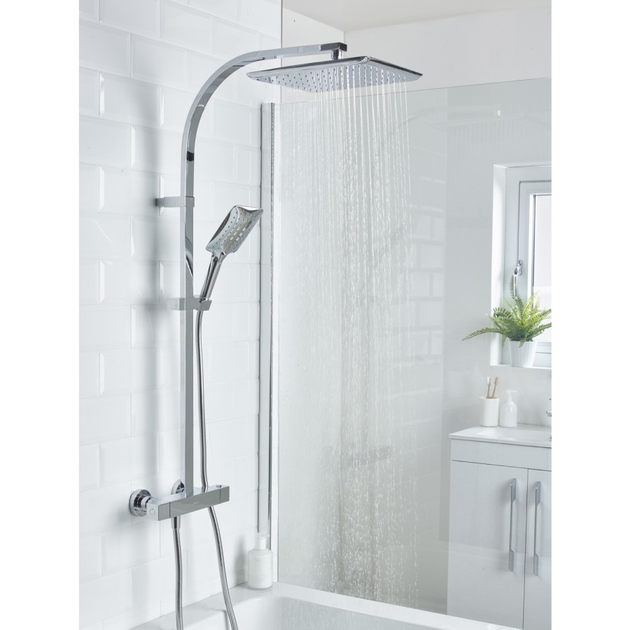 Bristan Vertico Thermostatic Mixer Bar Shower with Square Overhead & Handset