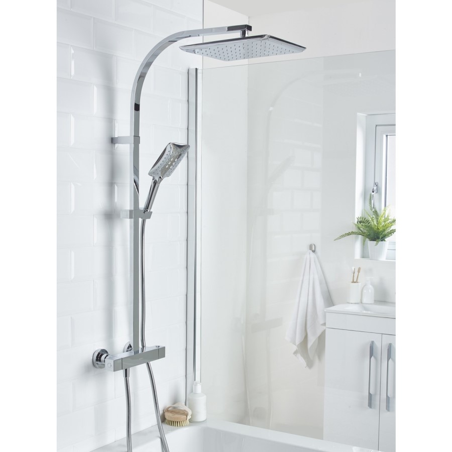 Bristan Vertico Thermostatic Mixer Bar Shower with Square Overhead & Handset