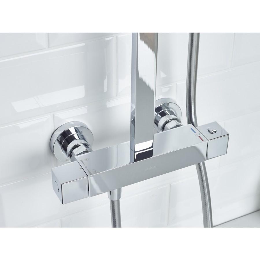Bristan Vertico Thermostatic Mixer Bar Shower with Square Overhead & Handset