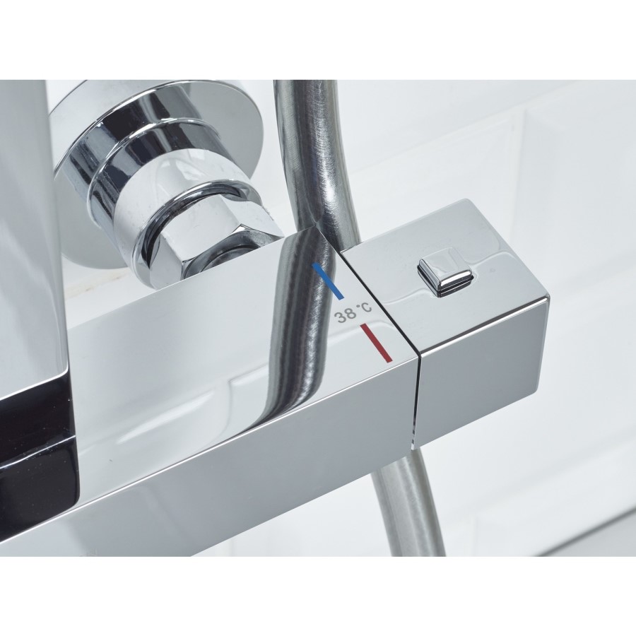 Bristan Vertico Thermostatic Mixer Bar Shower with Square Overhead & Handset