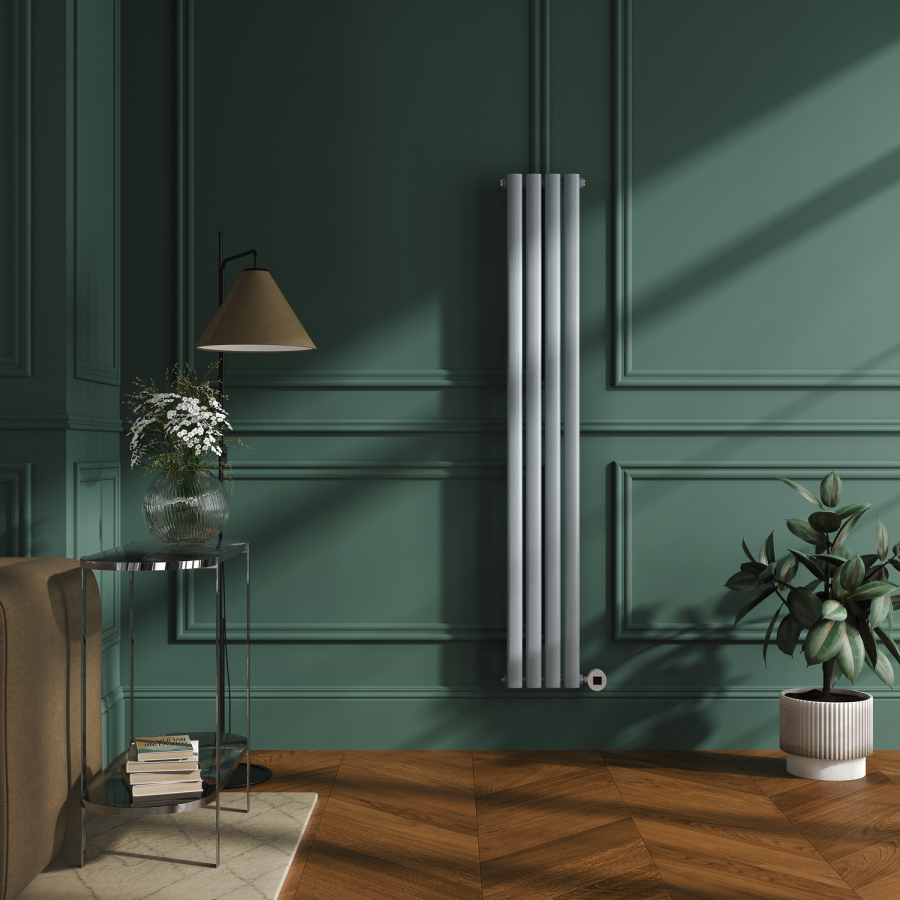 Salt & Pepper Vertical Smart Electric Radiator with Wi-Fi Thermostat - 1KW - H1600xW236 - Bathroom Safe