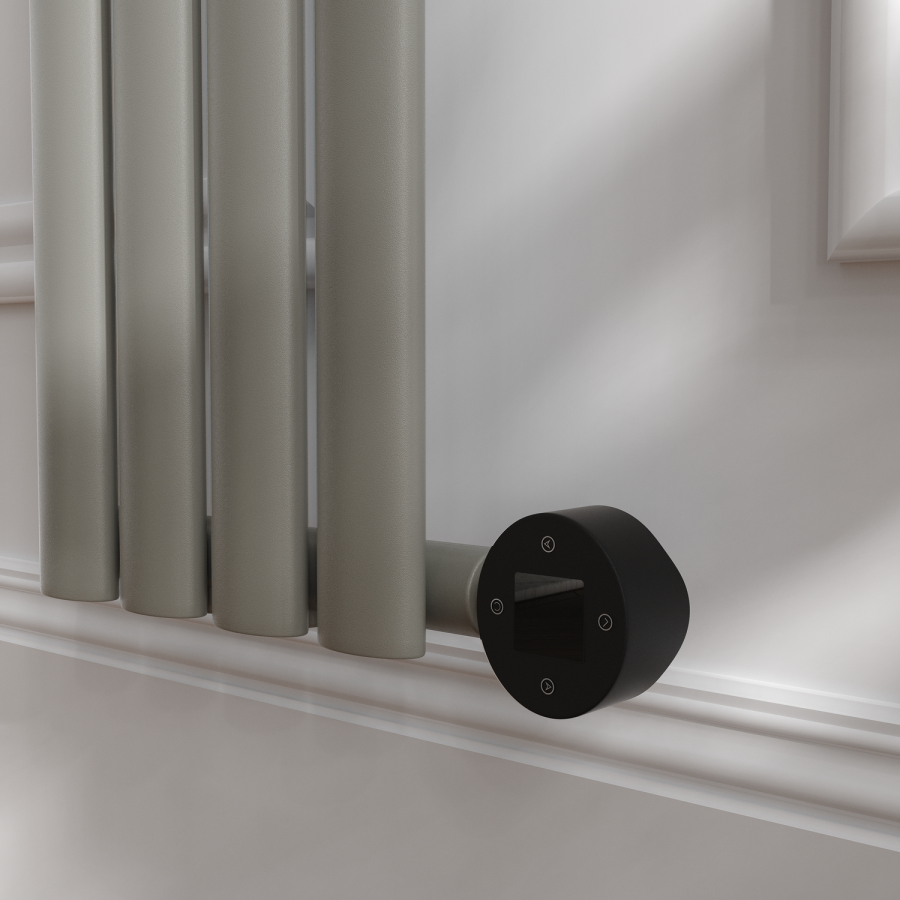 Smoked Stone Vertical Smart Electric Radiator with Wi-Fi Thermostat - 1KW - H1600xW236 - Bathroom Safe