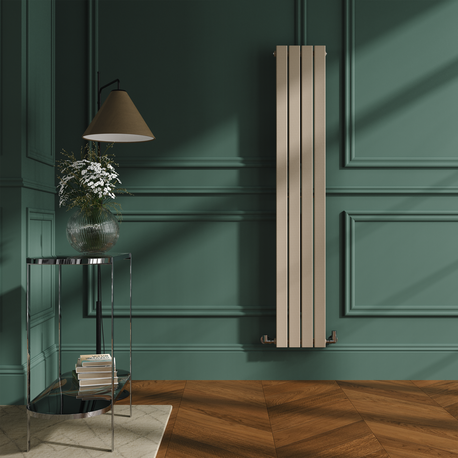 Riace Cleopatra Vertical Flat Designer Radiator 1600X272mm Single Panel 1628 Btu