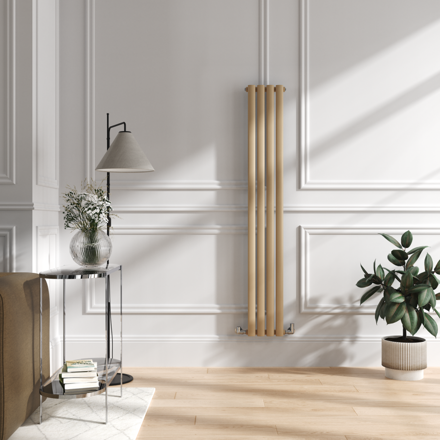 Sorrento Elk brown Vertical Oval Designer Radiator 1600x236mm Single Panel 1521 BTU