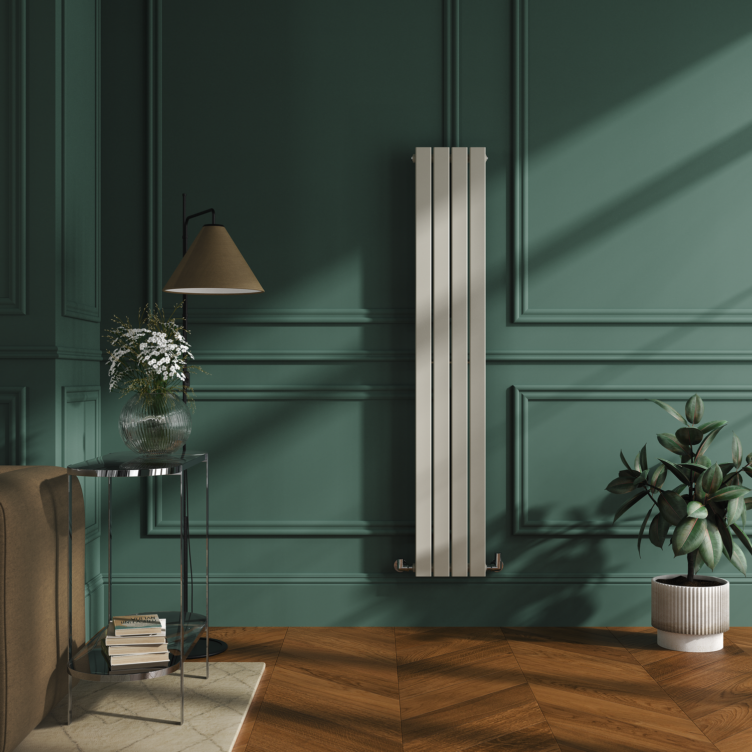 Riace Linen Vertical Flat Designer Radiator 1600x272mm Single Panel ...