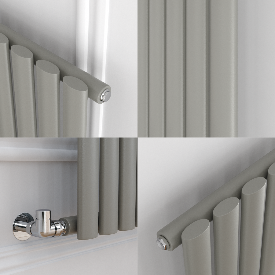 Sorrento Smoked Stone Vertical Oval Designer Radiator 1600x236mm Single Panel 1521 BTU