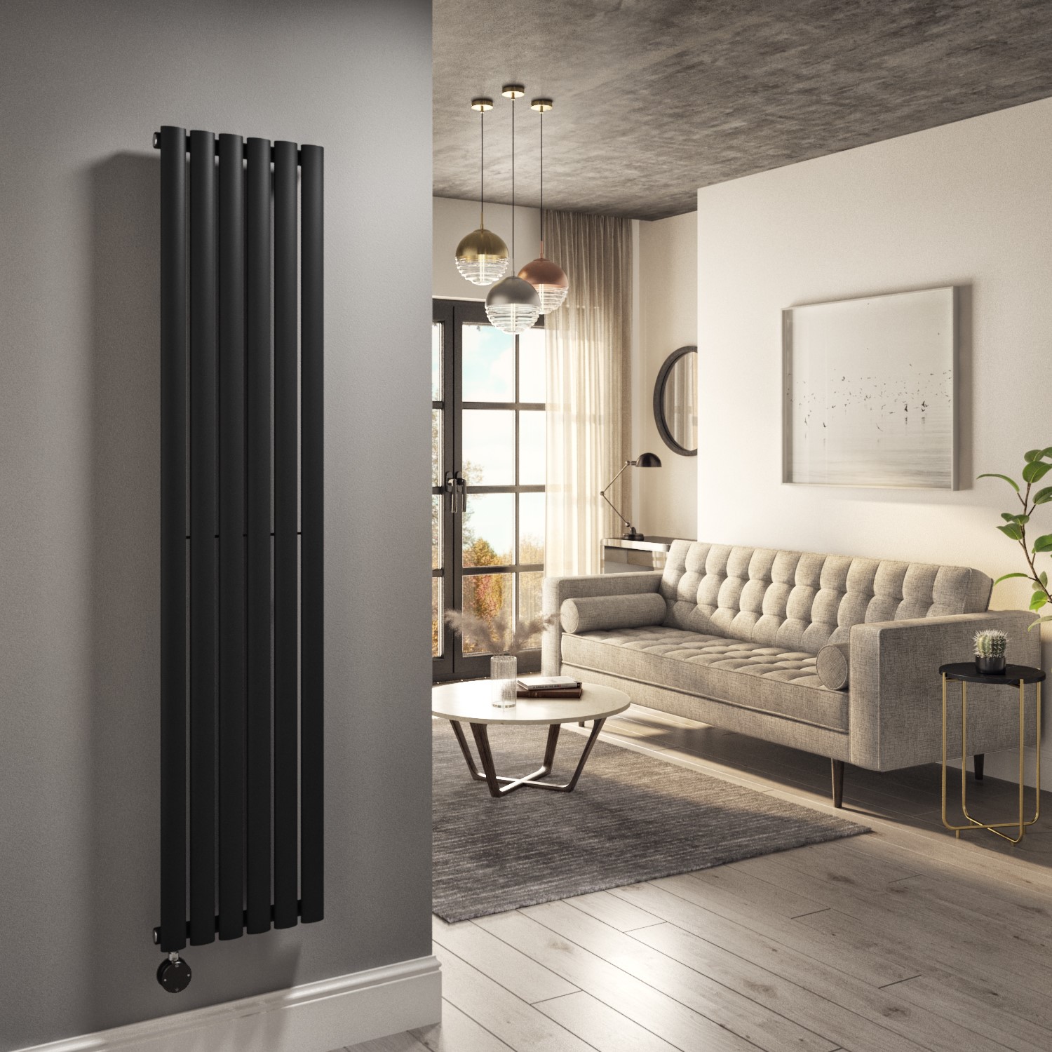 Smart Ir Radiator Midnight Black Vertical Smart Electric Radiator with Wi-Fi Thermostat ...