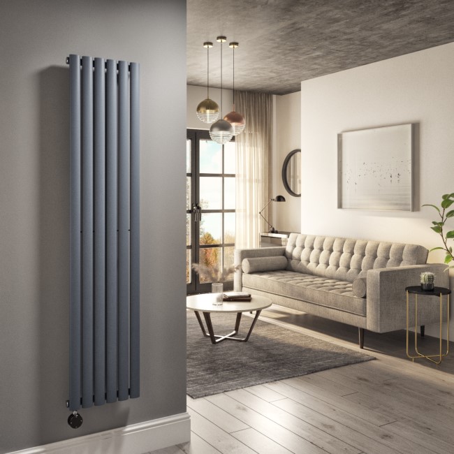 Anthracite Electric Vertical Designer Radiator 1kW with Wifi Thermostat - H1600xW354mm - IPX4 Bathroom Safe