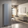 Light Grey Electric Vertical Designer Radiator 1kW with Wifi Thermostat - H1600xW354mm - IPX4 Bathroom Safe