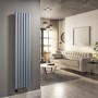 Light Grey Vertical Smart Electric Radiator with Wi-Fi Thermostat - 1000W - H1600xW354mm - Bathroom Safe
