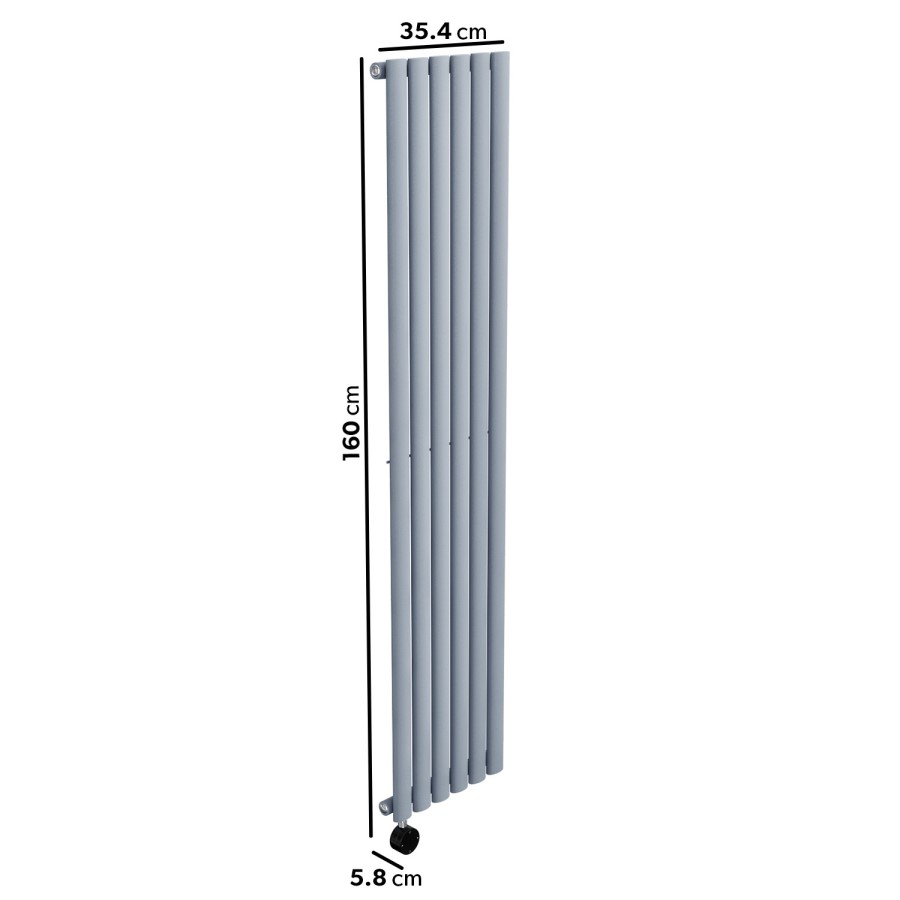 Light Grey Vertical Smart Electric Radiator with Wi-Fi Thermostat - 1000W - H1600xW354mm - Bathroom Safe