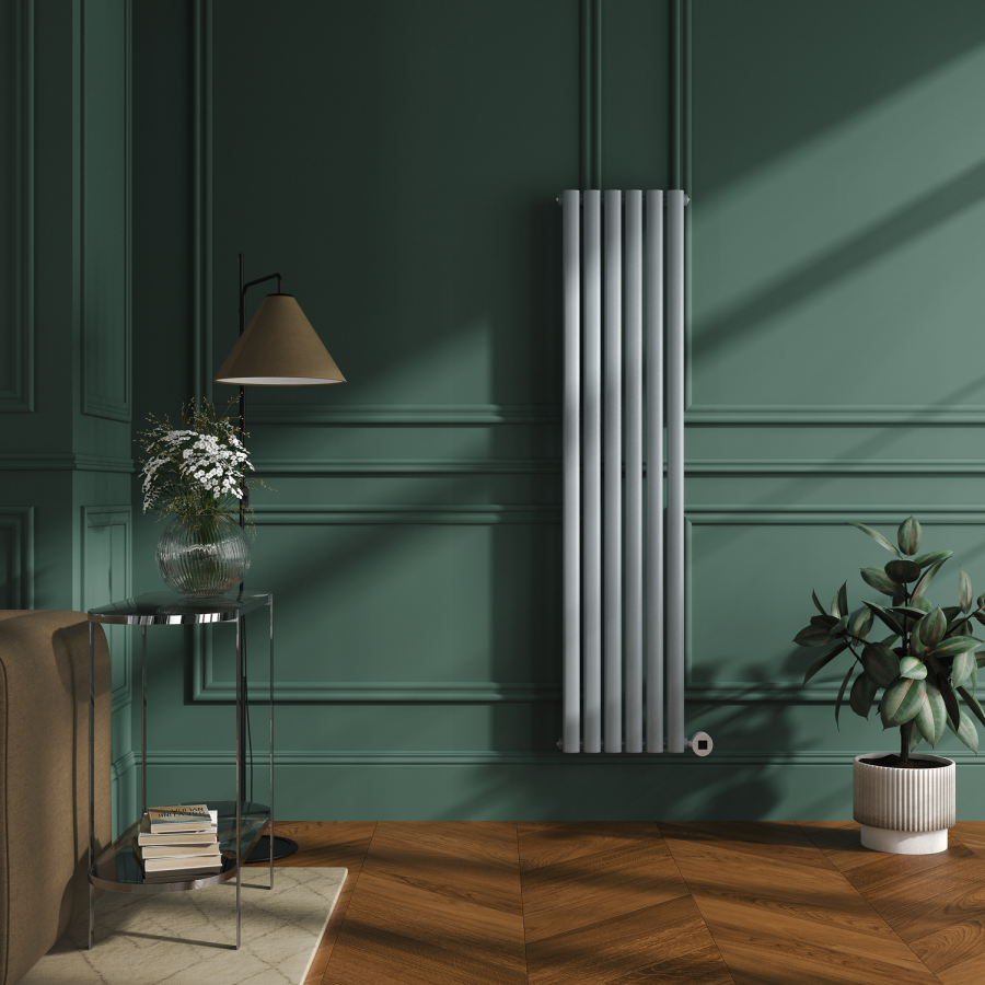 Salt & Pepper Vertical Smart Electric Radiator with Wi-Fi Thermostat - 1KW - H1600xW354 - Bathroom Safe
